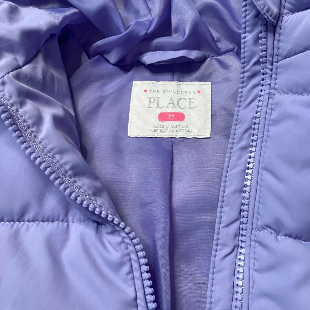 The Children’s Place Toddler Girls Purple Hooded Puffer Jacket Size 2T